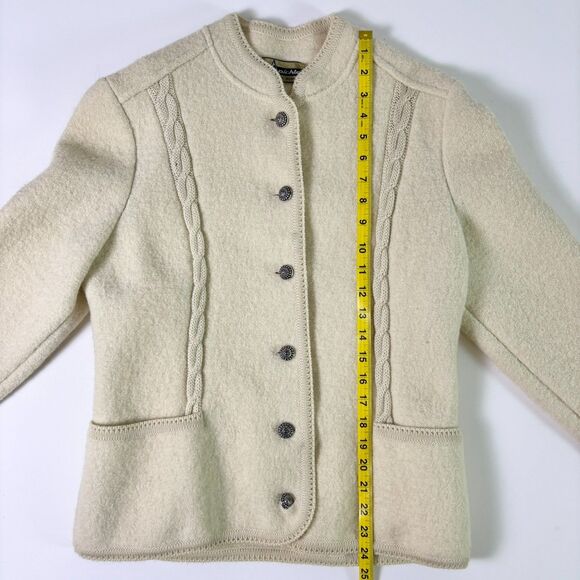Vintage Kitz-Pichler Boiled Wool Cardigan Jacket Womens Small Cream Button Front - Picture 6 of 16